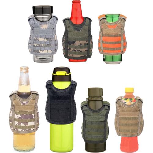 Military Mini Miniature Molle Vest Personal Bottle Drink Set Adjustable Shoulder Strap Drink Tactical Beer Bottle Cover