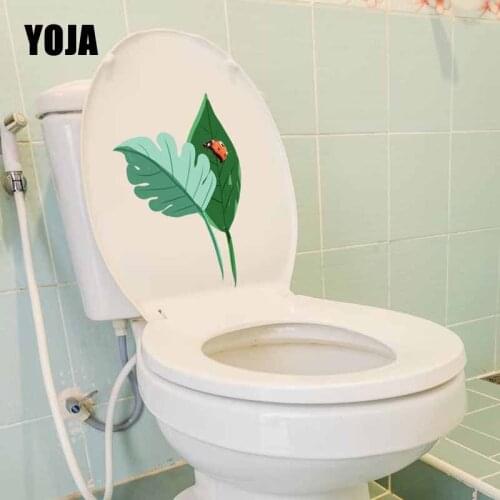 YOJA 15.1X23.1CM Modern Art Living Room Home Decor Wall Sticker Toilet Decal Seven Star Ladybug On The Leaves T5-1079