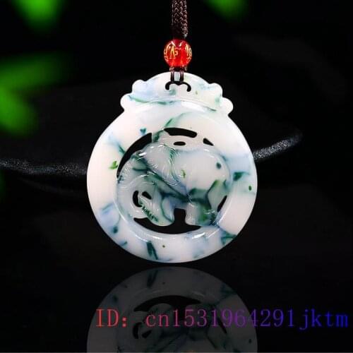 Jade Elephant Pendant Jewelry Double sided Jadeite Carved Gifts Natural Fashion Necklace Amulet Gemstone Chinese Charm