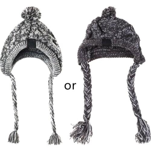 Winter Warm Dog Hat for Small Medium French Bulldog Knitted Cap Windproof Puffy Ball Pet Headgear