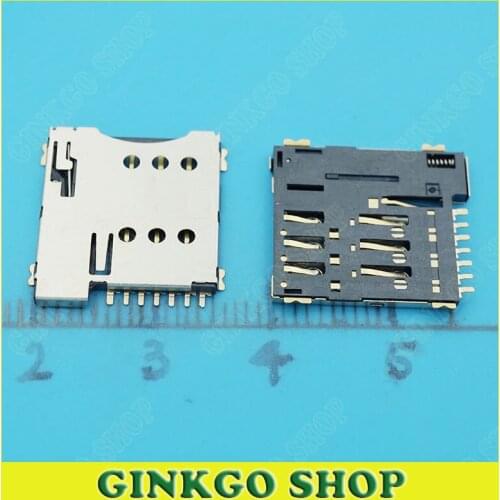 10pcs/lot 7P 6Holes Micro SIM Card Holder Sockect 7Pins Sim Connectors for Mobile phone Self Push Type