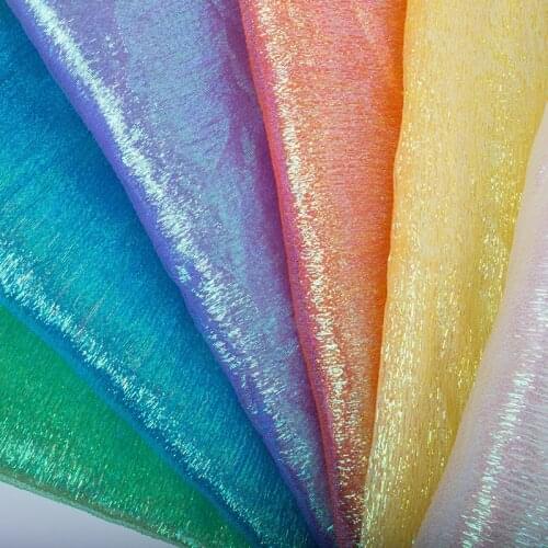 100*100CM Iridescent Crushed Tulle Organza Fabric Backdrops DIY For Theme Mermaid Unicorn Wedding Baby Shower Party Decor