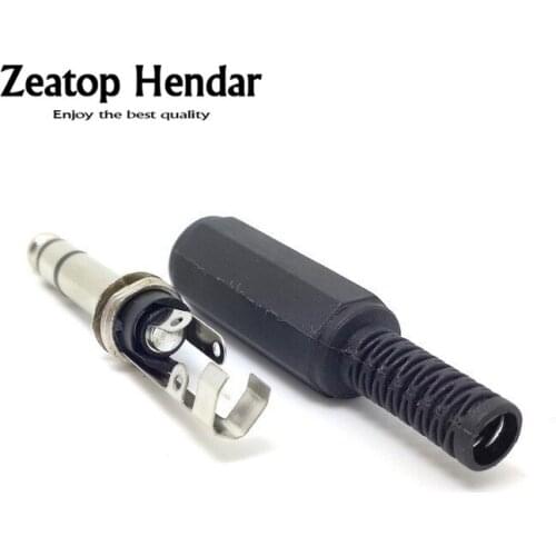 100pcs 6.35mm 1/4" Male Microphone Stereo Audio TRS Jack Plug Connector soldering