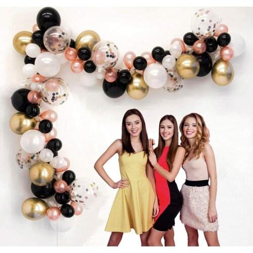 112pcs Rose gold black white latex balloon garland set and arch baby birthday graduation wedding bridal shower party decor