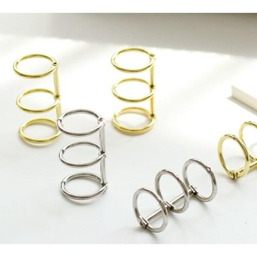 3-Ring Retro Metal Book Binder Paper Storage Gadget Standard Hole Circle Clip for A5 A6 Notebook/Album/Scrapbook