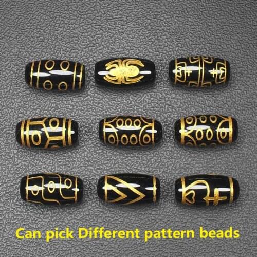 3Pcs , Around 10X20mm Gold Many patterns Tibet Dzi agates Beads ,For DIYJewelry making! Mixed wholesale for all items
