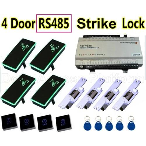 4 Door RS485 Telecommunication Access Controller Board, rs485 data transfer panel with wiegand26/34 reader control,4 strike lock