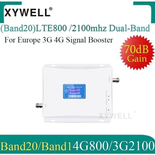 4G LTE Band20 800/2100 3g Dual Band Cellular Signal Booster Cellular amplifier LTE 4G Amplifier 4G 800 2100 GSM Signal Repeater
