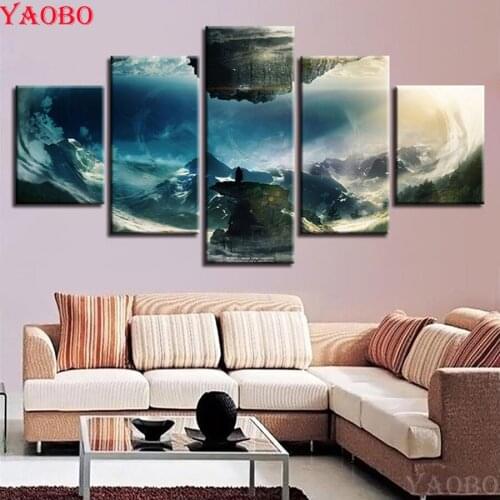 5pieces Diamond embroidery Fantasy Game Mountain 5D DIY diamond Painting Full square/Round mosaic diamond Cross-Stitch kits