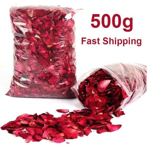 500g/Pack 100% Natural Rose Petals Dry Flowers Romantic Bath Staff Foot Massage Spa Whitening Shower Aromatherapy Bathing Supply