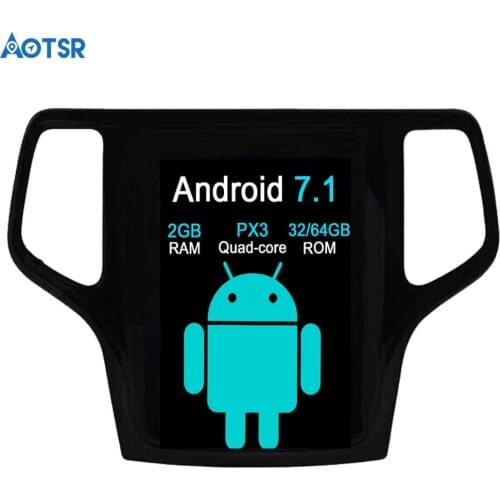 Aotsr Android 7.1 Tesla style Car GPS Navigation For JEEP Grand Cherokee 2014-2018 gold and black No DVD multimedia player