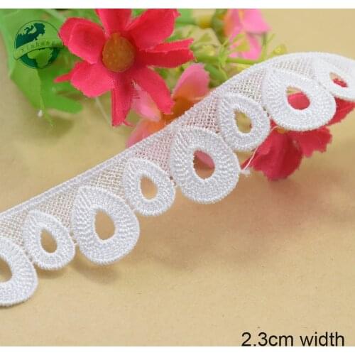 5yards 2.3cm white lace cotton embroid lace sewing ribbon fabric guipure diy trims warp knitting DIY Garment Accessories#3673