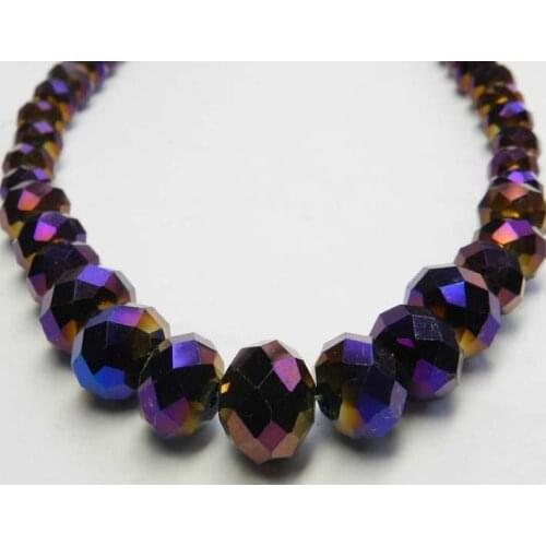 Free shopping New 2014 DIY Beautiful! 6-14mm Purple Crystal Necklace 18'' GE1226