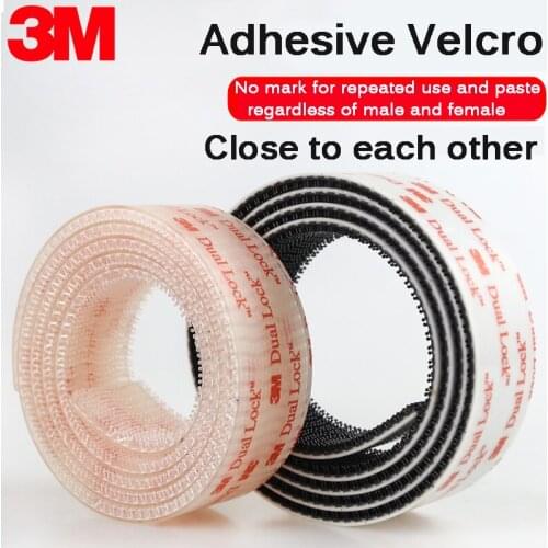 1Meter Velcros Adhesivo Type 250/25.4mm Width 3M Dual Lock SJ3550 Black and SJ 3560Transparent Mushroom Adhesive Fastener Tape