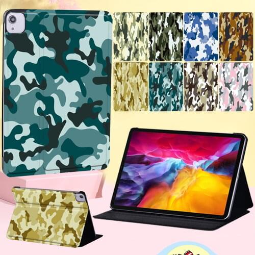 Tablet Cover Case for Apple IPad Air 4 2020 10.9 Inch Leather Camouflage Series Flip Cover Case Anti-fall Tablet Accessories