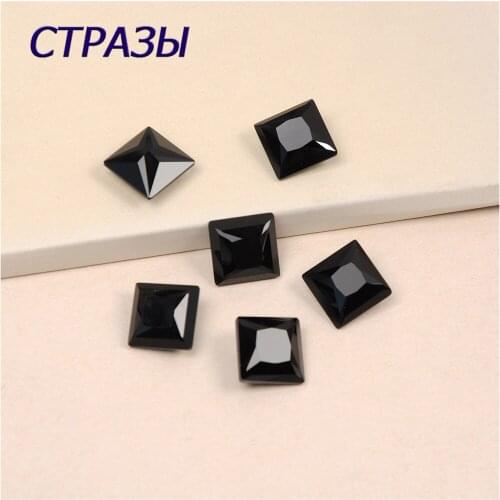 CTPA3bI 4447 Jet Princess Square Shape Black Sew on Rhinestone Point Back Stone For Jewelry Garment Decoration DIY