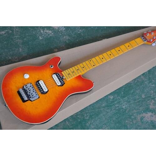 Left-handed Orange color Electric Guitar with Chrome Hardware,Maple Neck,Flame maple veneer,Provide customized services