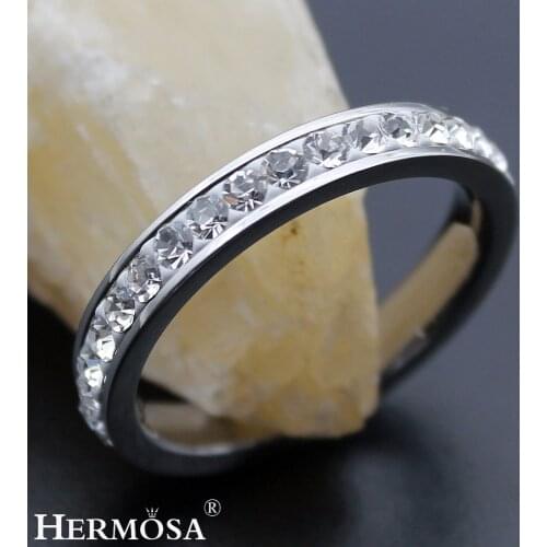 Hermosa Big Promotion Hermosa Jewelry Shiny Romantic White Zircon Wedding Round Rings For Women Size 7# 8