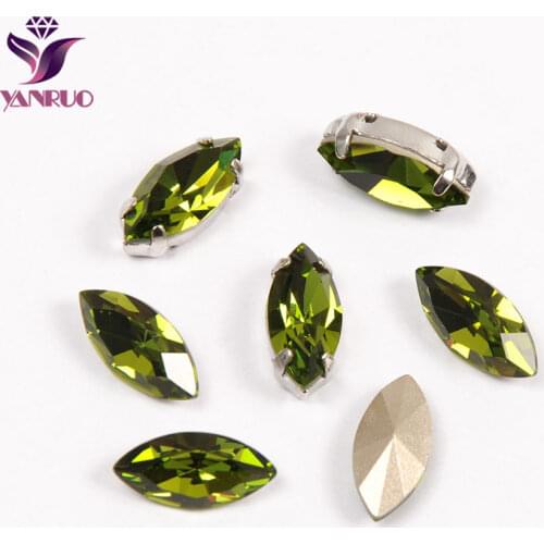 YNARUO 4200 Navette Olivine Fancy Crystals Horse Eye Rhinestones Glass Bling Stones for Crafts Clothing Sewing Ornaments