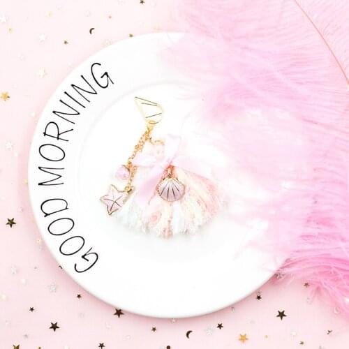 1PC girl Marine Series Tassel Match with glass balls Fringed yarn Notebook Pendant For Filofax Accessories Diary Gift Supplies