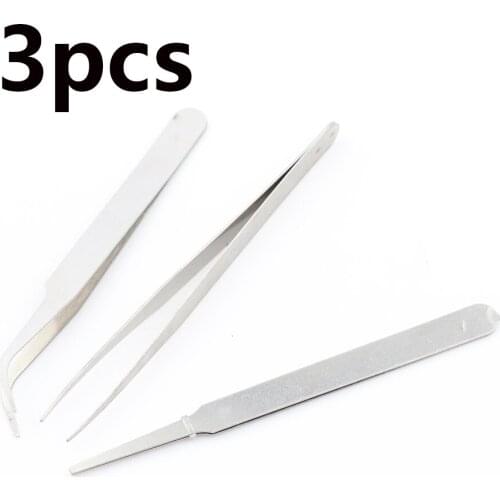 3 Pcs 11cm Stainless Steel Electronic Tweezers Repair For Jewelry Making Diy Accessories