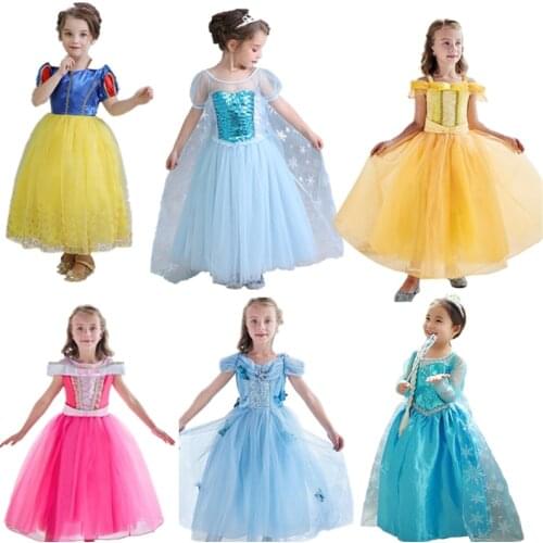 2021 4-10 Years Cosplay Costume For Girls Mulyi-Layer Mesh Princess Children Pettiskirt Elegant Birthday Party Clothes For Kids