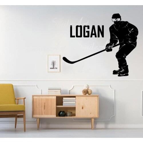 Creative Hockey Custom Name Family Wall Stickers Mural Art Home Decor Kids Room Nature Decor Home Party Decor Wallpaper