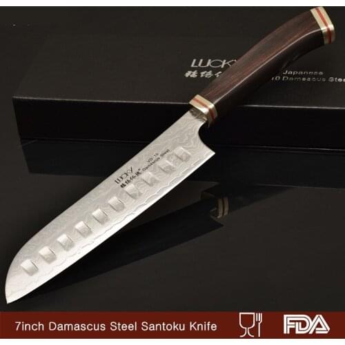 Santoku Chef Kitchen Knife Japanese Damascus VG10 Steel Razor Sharp Blade Chopping Fish Filleting Meat Cleaver Cooking Knives 48