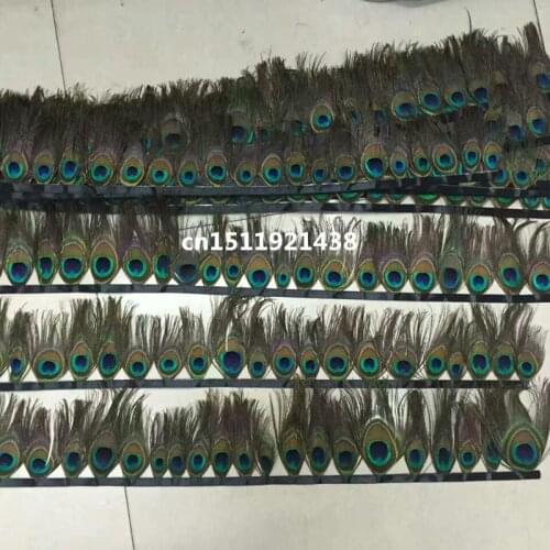Wholesale 100 yards natural Peacock feather eye Ribbon decorative 4-5inch/8-12cm Width stage performance Clothing accessorie diy