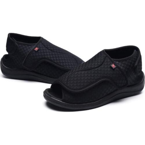 2020 summer diabetic foot widened fingerless fish mouth cool cloth shoes puffy fat wide deformed feet casual shoes driver shoes