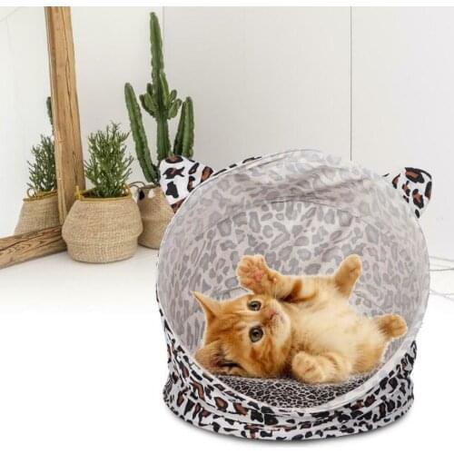 Pet Cat Dog Indoor Kitten Warm Nest Bed Puppy Cute Leopard Soft Collapsible House Cave Sleeping Bag Mat Funny Pad New