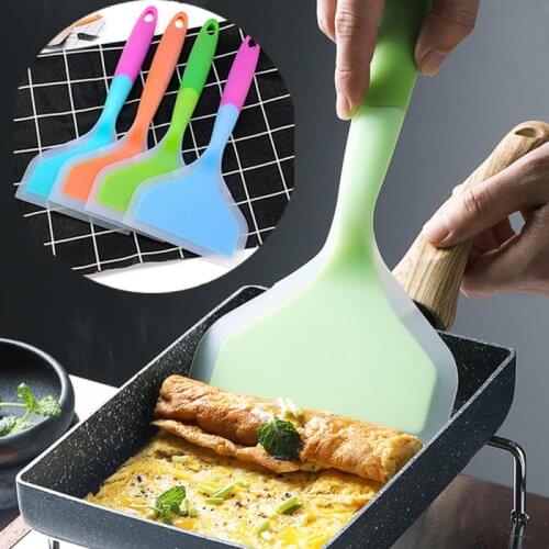 Hot 1PCS Silicone Spatula Beef Meat Egg Kitchen Scraper Wide Pizza Shovel Non-stick Turners Food Lifters Home Cooking Utensils