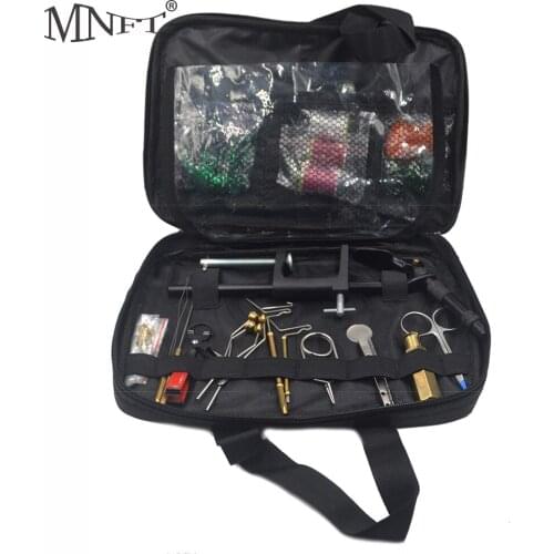 MNFT 1 Set Fly Fishing Fly Tying Tools Kit in Portable Pack Bag Including Vise bobbin hackle pliers hair stacker etc