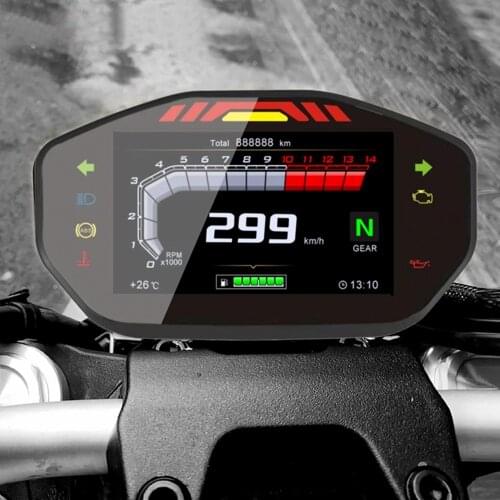 Motorcycle Led Speedometer Odometer Digital Odemeter Electric Injection and Carburetor Meter 14000rpm Universal