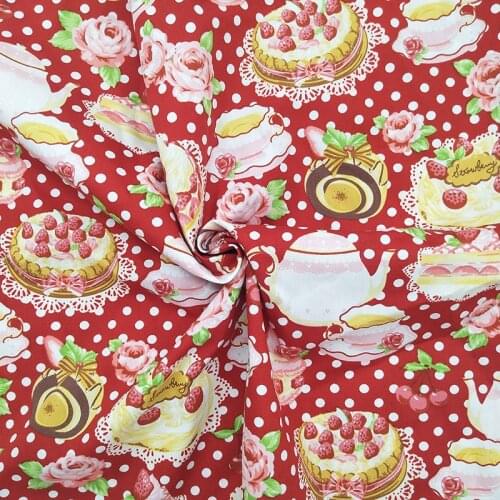 New Red Cake Fabric 100% Cotton Fabric Cake Dot Printed Cotton Fabric Sewing Patchwork DIY Girl Dress Clothing Wide 140cm