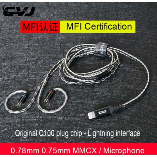 Original C100 chip Plug For Iphone Lightning Hifi Upgrade Cable 0.75MM 2PIN 0.78MM MMCX For se215 ue900 westone W4R ES3 ES5 V90