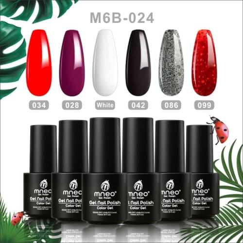 Soak Off Gel Nail Polish Manicure Pedicure Color Nails Varnish Black White Red Fashion Bling 6PCs Set Base Top Uv Vernis Lacquer