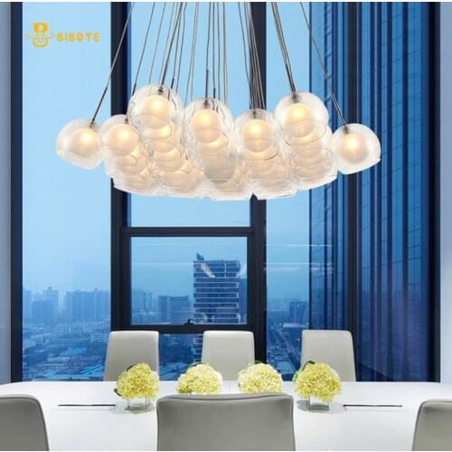 Modern led glass pendant chandelier lights for living dining room bedroom shop decoration glass G4 led hanging chandelier lamp