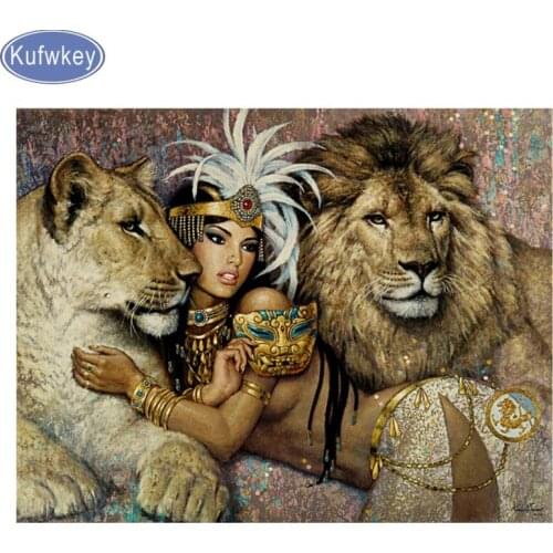 Full Square/Round Drill DIY Diamond Painting lion woman Diamond Embroidery animals Rhinestones painting Cross Stitch wall decor