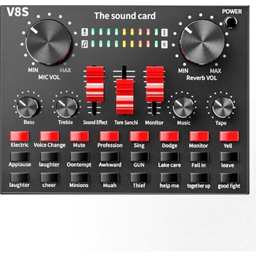 Bluetooth Professional Live Streaming Sound Card USB o Interface Mixer DJ Sound for Recording Microphone Guitar