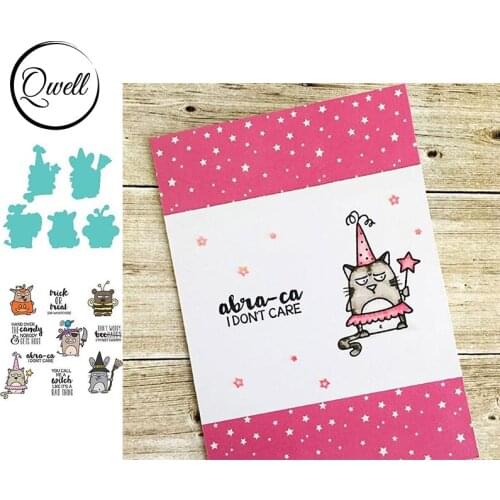 QWELL Animals Bee Pig Mice Cutting Dies Match Clear Transparent Stamps Trick or Treat DIY Scrapbooking Craft Cards 2020 New