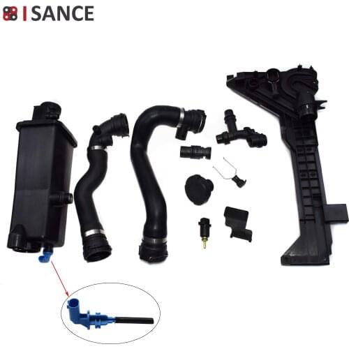 For BMW E46 X3 X5 323i 325i 328i 330i Coolant Radiator Expansion Tank Reservoir Plate & Thermostat & Radiator Hose & Sensor Kit