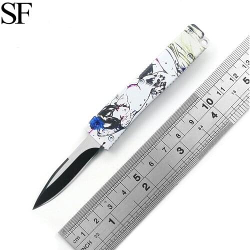 SF Mini OTF Portable Letter Opener Silver Key Ring Ornament 440 Blade CNC Aluminum Handle Unboxing Express Multi-function Tool