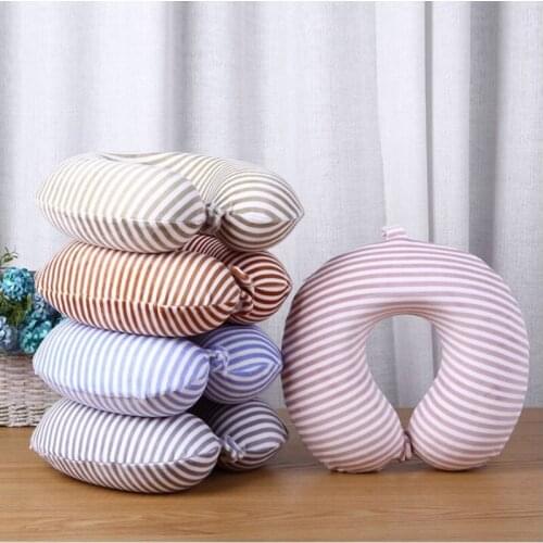 Morden Solid stripe U Shaped Memory Foam Neck Pillows Soft Slow Rebound Space Travel Pillow Solid Neck Cervical Tourist Headrest