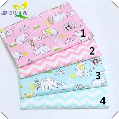 Whole cotton printing fabric cartoon arctic bear ripple cloth AB version of kindergarten baby bed sheet quilt cotton fabric