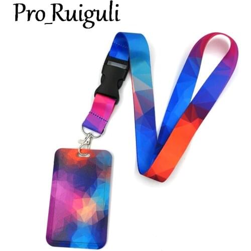 Triangles Color Anime Lanyard Badge Holder ID Card Lanyards Mobile Phone Rope Key Lanyard Neck Straps Keychain Key Ring