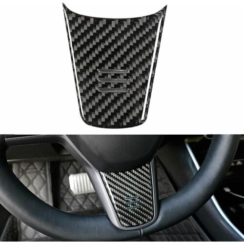 Carbon Fiber Style Car Steering Wheel Cover Trim Decor For Tesla Model 3 2017-2018