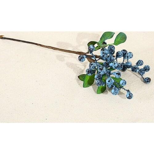 3pcs Artificial Blueberry Branch Fake Mini Berries Fruit Plant for DIY Wedding Home Party Table Decoration 25cm