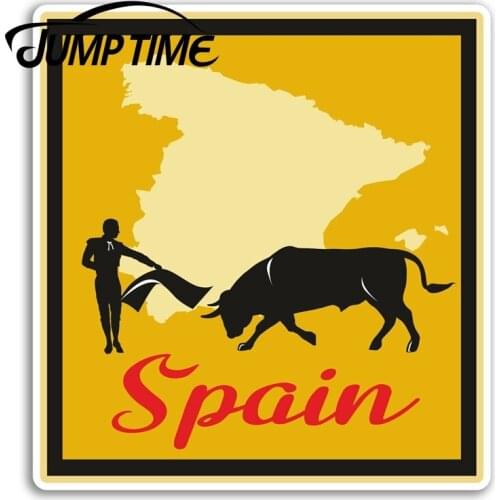 Jump Time for Spain Map Vinyl Stickers Spanish Bull Travel Sticker Luggage Decal Car Styling Motor Helmet Decor Car Accessories