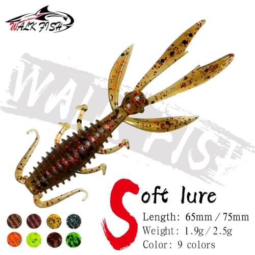 WALK FISH 10PCS Soft Shrimp Fishing Lure 65mm 75mm Silicone Soft Bait Pesca Isca Artificial Wobblers Attractive Fish Soft Worm